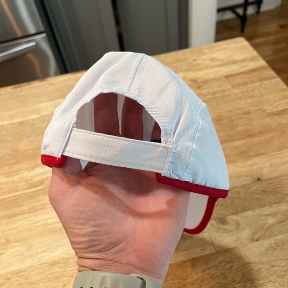 Ironman running hat Captain 5 panel white red trim triathlon swim run bike cap - Picture 2 of 3